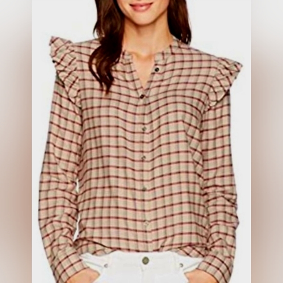 Paige Plaid button down top - Picture 2 of 6